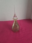 Iridescent Striped Hand Blown Art Glass Perfume Bottle With Clear Stopper