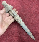 Unique Ancient Luristan Bronze Dagger With Rare Patina And Warrior Terminal