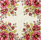 Striking Pink   Green Design Floral Vintage Floral Hankie Handkerchief