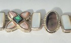 Vtg Sterling Silver Whitney Kelly Mop Abalone Toggle Chain Bracelet Lot 7-1 2 