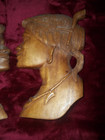 Large  14  Vintage Pair Carved Wooden Wall Plaques Sculpture Philipino Women