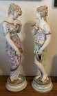 Pair Antique Vion   Baury French Bisque Porcelain Women Figurines Statues- 19 5 