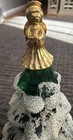 Vintage 7    Fenton Glass Christmas Tree Green Snow Frost Gold Angel