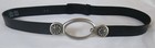 Vtg 90s Southwestern Style Women s Belt L Black Leather Oval Silver Tone Buckle 