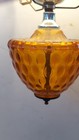 Vintage Mid Century Modern Amber Bubble Hurricane Plastic Hanging Lamp 12  Chain