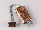 Antique Japanese Gold Nashiji Lacquer Inro Maki-e Netsuke Glass Ojime Edo Meiji