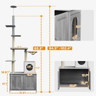 2 In 1 Floor To Ceiling Cat Tree With Litter Box Enclosure  Condo  Bed  Hammock