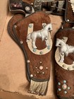 Vintage 1950s Hubley  Die-cast Cap Gun   Leather Holster Western Set