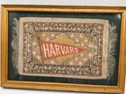 Vintage Antique Framed Harvard University Miniature Flannel Rug Tobacco Giveaway