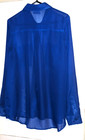 Classic Long Sleeve Chiffon Shirt  Saphire Blue  2 Front Pockets Size 10