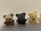 Vintage Miniature  1     Flocked Fuzzy Teddy Bears  lot Of 6 