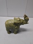 Hand Carved Green Stone Elephant Figurine Statue  7   