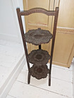 Antique Anglo Indian Carved Wood Folding Three Tier Cake Stand