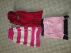 3 Pc Dog Female Girl Sweater Outfits Sz Xxs  Red  Pink Striped Petco Pup Crew