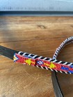 Vintage Seed Bead Belt Native Black Tooled Cowhide Leather Narrow Small 30
