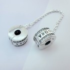 New Genuine Pandora Silver Signature Logo Safety Chain Clip Charm 792057-05cm