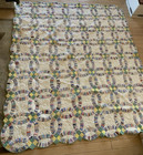 Vintage Handmade Hand-stitched Feed Sack Double Wedding Ring Quilt 78x68   