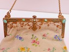 Antique Beaded Purse Jeweled Frame W Swans Floral Pattern Bird Tassel