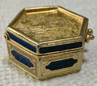 Est  e Lauder Blue   Cream Enamel Hexagon Solid Perfume Compact Vintage Empty