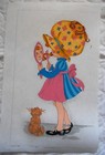 Lot Of 3 Tri Chem Painted Vtg Finished Little Bonnet Girls Kitten   Boy  11x16 