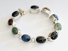 Vintage Taxco Mexico Sterling Silver Multi Stone Link Bracelet 