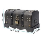 Vintage Wooden Treasure Chest Box With Lock  Rustic Storage Trunk  Black Or