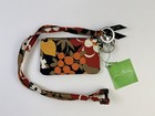 Vera Bradley Lanyard And Zip Id Case New Bittersweet Floral Red Black Yellow