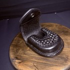 Aker 500 Handcuff Case  Leather Black Basket Weave Round