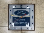 Vintage Ford Tractors Equipment Advertising Clock Sign Pam Case Deere Rare 