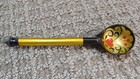 Vintage Russian Khokhloma Painted Wooden Spoon Black Gold Heart