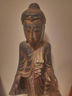 Antique Burmese Wooden Buddha Atop Lotus Flower