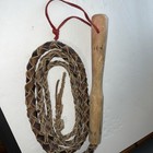 Vintage Leather Horse Bull Whip Western Wood Handle Bullwhip 1970   s