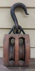 Vintage Antique Double Six Inch Block And Tackle Pulley With Six Inch Hook