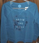 Large Women s Life Is Good Grow The Good Leaf Blue Marled Terry Crew Sweatshirt