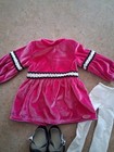 American Girl Doll Julie Christmas Outfit Pink Velvet Dress Tights Shoes Set