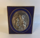 Antique Cobalt Blue Enamel Plaque Religious Madonna Plaque French Italian