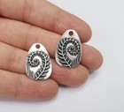2 Branch Leaves Charms Antique Silver Plated Charms  26x17mm  G25834