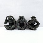Bronze Three Wise Monkeys Statues Figurines 7  Patina See Hear Speak No Evil Vtg