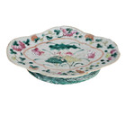 Antique Chinese Import Offering Dish Tray Famille Rose High Footed Porcelain