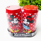 Disney Mickey Mouse   Minnie Mouse Tin Metal Salt And Pepper Shaker Set Gift New