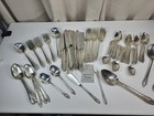 Vtg 50 s Community oneida Evening Star 104 Pcs Silver Plated Flatware   Wood Box