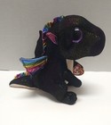 Ty Beanie Boos Anora The Dragon  10  Black With Rainbow Shimmer Wings Used Clean