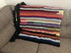 Vintage Granny Afghan Sofa Throw Blanket Rainbow Crochet Rainbow
