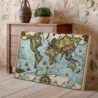 Vintage-style World Map Featuring North And South America  Illustrated Wall Art