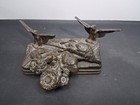 Antique Bronze Alfred Dubucand Lid  Hunting Birds Flowers Heavy Paper Weight