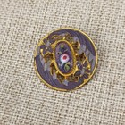 Antique Victorian Gilt Brass Enamel Pierced Floral Button Lavender Purple 22mm