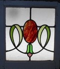 Pretty Floral Old English Leaded Stained Glass Window 17 3 4  X 20 1 2 