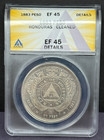 Honduras - 1 Peso - 1883 - Ef 45 Details Cleaned - Silver  900
