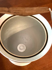 Vtg 1950s 60s Mirro Medallion Pedestal Ice Bucket W handle Aluminum Mcm Atomic