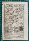 1720 Antique Road Map  Chester - Conwy - Anglesey  Wales Owen   Bowen Shts 57 58